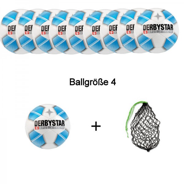 Derbystar Fußball Apus X-Tra Light Gr.4 Ballpaket (10 Bälle+Ballnetz)