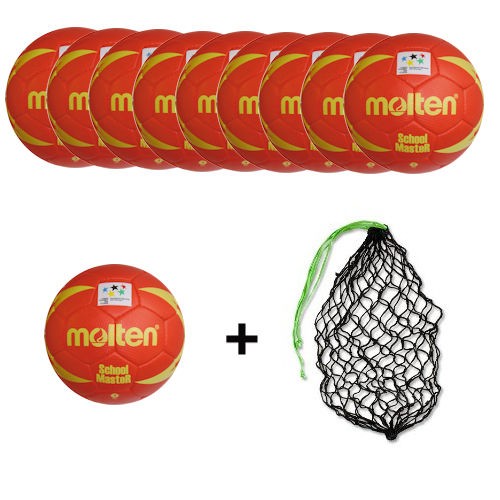 Molten Handball H3X-SM / H2X-SM / H1X-SM Ballpaket (10 Bälle + Ballnetz)