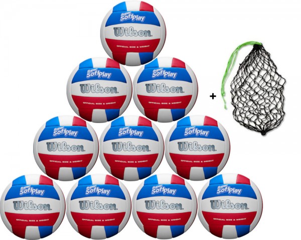 Wilson Volleyball Super Soft Play Outdoor - 10er Ballpaket inkl. Ballnetz