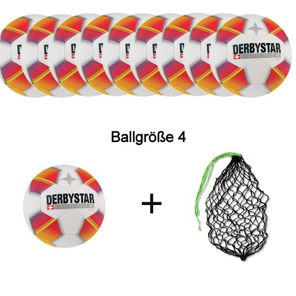 Derbystar Fußball Stratos Pro S-Light Ballpaket (10 Bälle+Ballnetz)