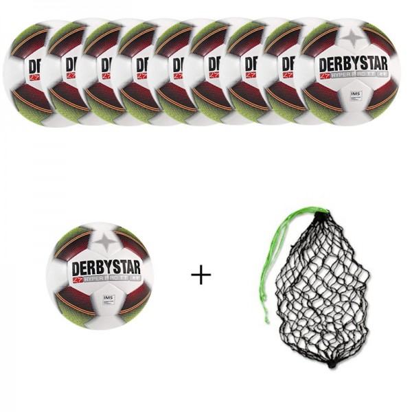 Derbystar Fußball Hyper Pro TT DB Gr.5 Ballpaket (10 Bälle+Ballnetz)