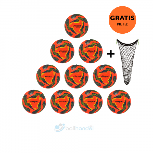 Uhlsport Fußball Ultra Lite Soft 290 10er Ballpaket + Ballnetz