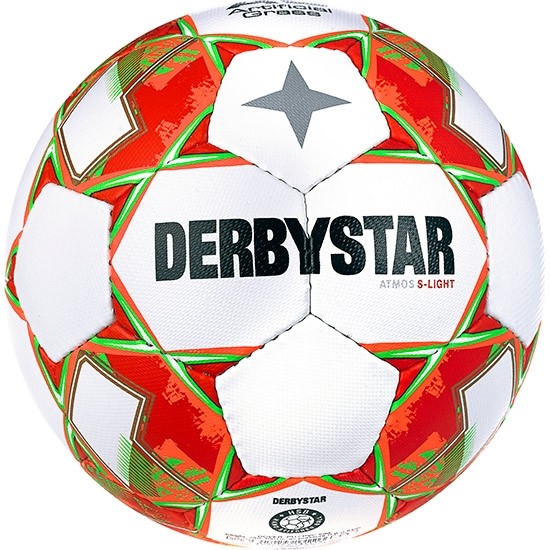 Derbystar Fußball Atmos s-light AG v23 10er Ballpaket inkl. Ballnetz Orange/Rot