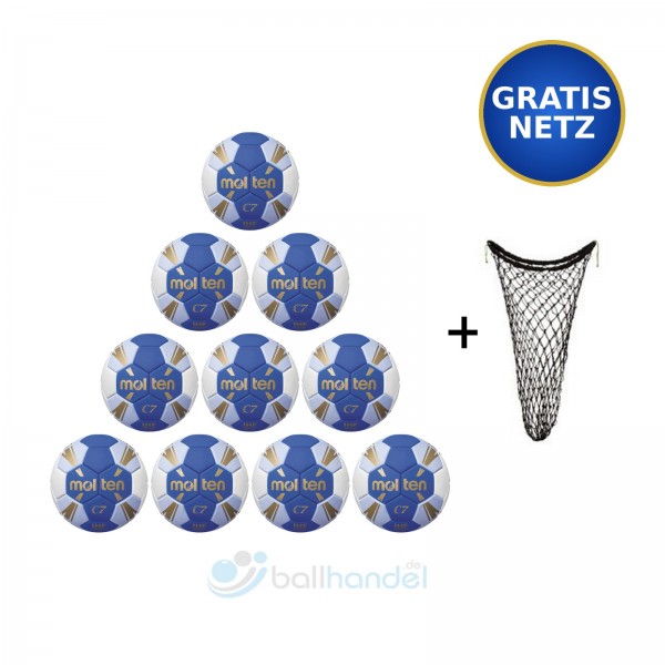 Molten Handball C7 HXC3500-RO / HXC3500-BW 10er Ballpaket inkl. Ballnetz