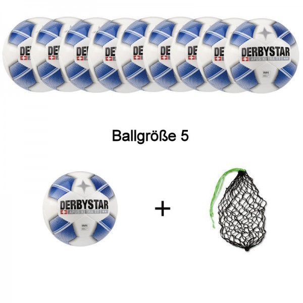 Derbystar Fußball Apus X-Tra TT Ballpaket (10 Bälle+Ballnetz)
