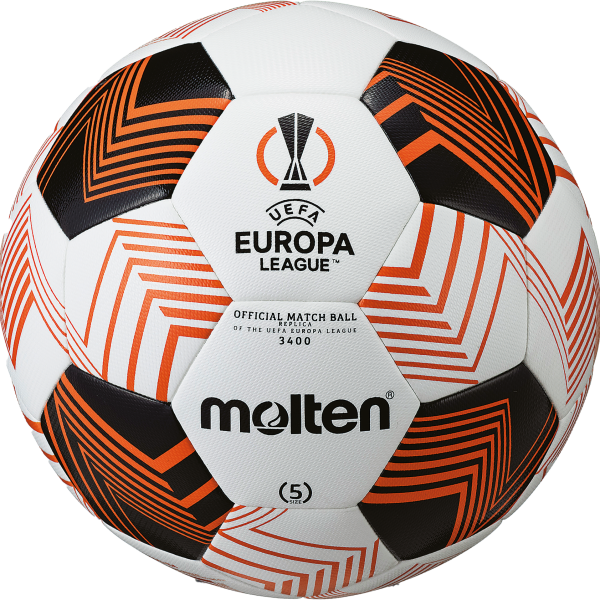 Molten Fußball F5U3400-34 offizieller Replica UEFA Europa League Saison 2023/24 Weiß/Orange Gr.5