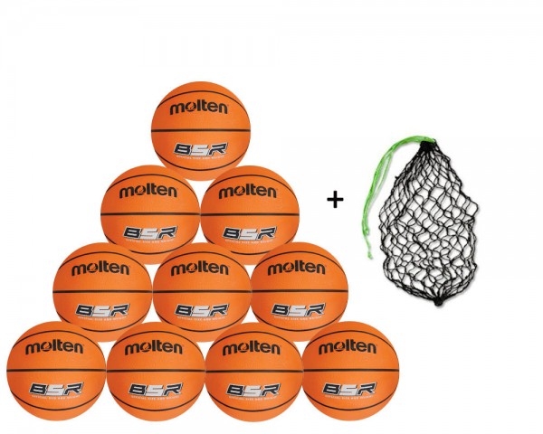 Molten Basketball BXR 10er Ballpaket inkl. Ballnetz