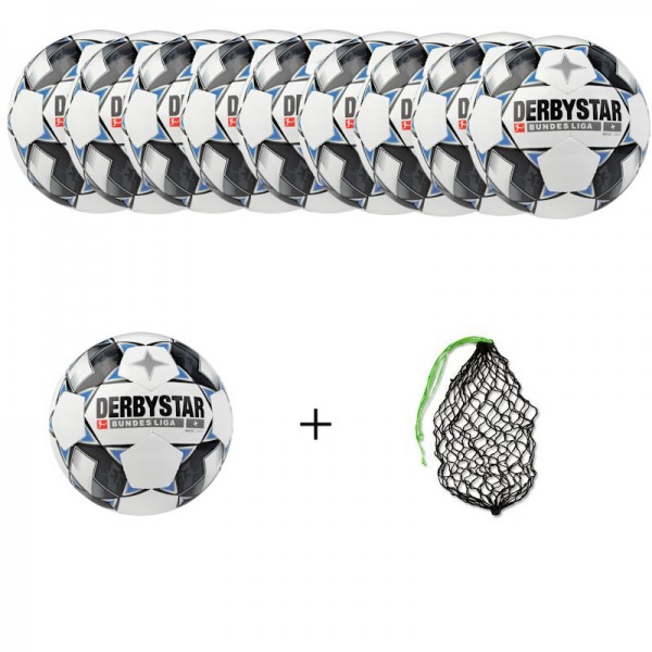 Derbystar Fußball Bundesliga Magic Light Ballpaket (10 Bälle+Ballnetz)