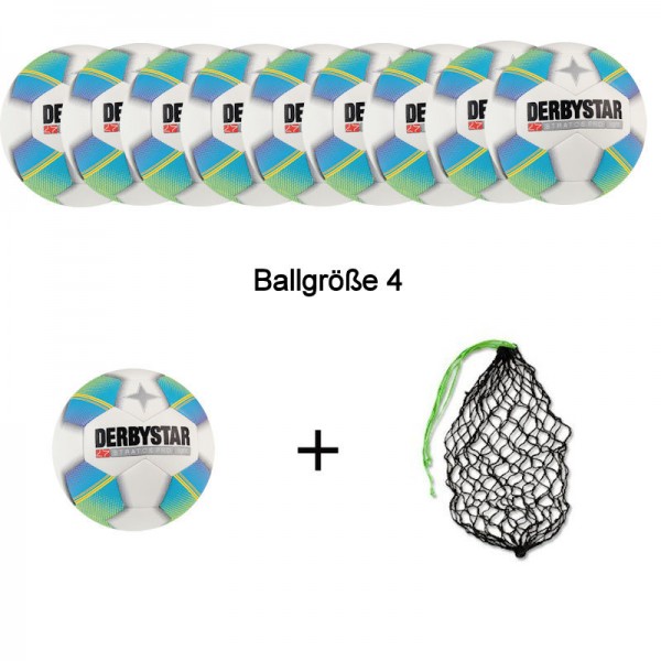 Derbystar Fußball Stratos Pro light Ballpaket (10 Bälle+Ballnetz)