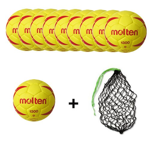 Molten Softhandball H00X1300-YR Ballpaket (10 Bälle + Ballnetz)
