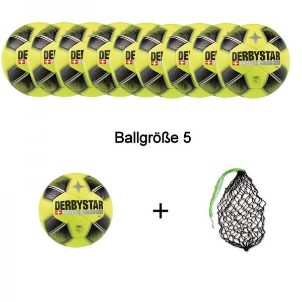 Derbystar Fußball Brillant TT AG Gr. 5 Ballpaket (10 Bälle+Ballnetz)