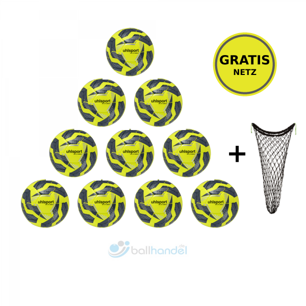 Uhlsport Fußball 350 Lite Addglue 10er Ballpaket + Ballnetz