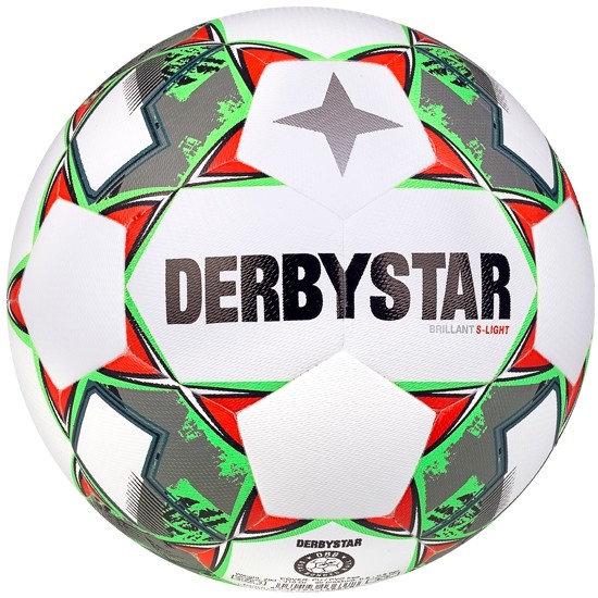 Derbystar Fußball Brilliant DB S-Light v23 10er Ballpaket inkl. Ballnetz Weiss/Grün/Rot