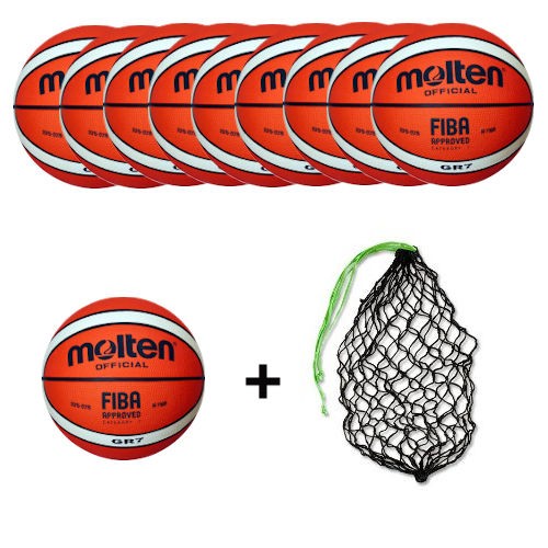 Molten Basketball BGR7-Ol Ballpaket (10 Bälle + Ballnetz)