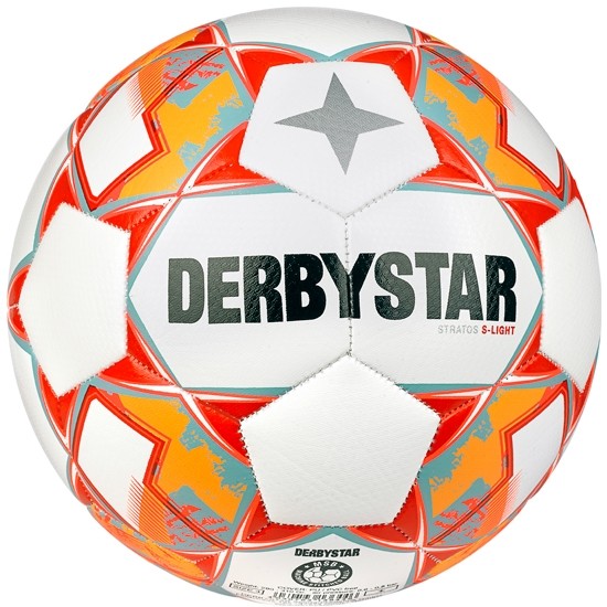 Derbystar Fußball Stratos S-Light v23 Weiss/Blau/Orange 10er Ballpaket inkl. Ballnetz