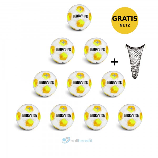 Derbystar Fußball Apus TT DB v26 10er Ballpaket + Ballnetz Gr.5