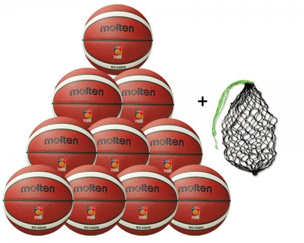 Molten Basketball BXG4000-DBB 10er Ballpaket inkl. Ballnetz