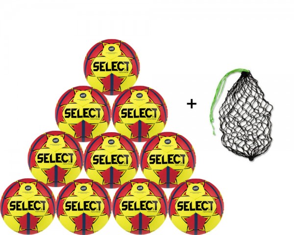 Select Handball Advance rot/gelb/blau 10er Ballpaket inkl. Ballnetz