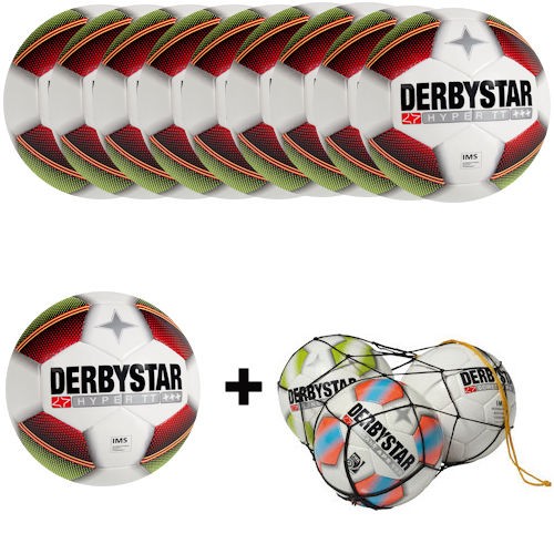 Derbystar Fußball Hyper TT Gr. 5 Ballpaket (10 Bälle+Ballnetz)