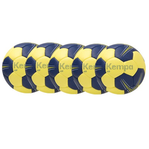 Kempa Handball Leo deep Blue/lime yellow Ballpaket (5 Bälle)