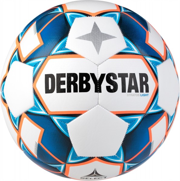 Derbystar Fußball Stratos Light v23 Weiss/Blau/Orange 10er Ballpaket inkl. Ballnetz