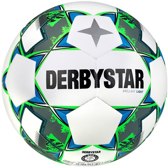 Derbystar Fußball Brilliant DB Light v23 10er Ballpaket inkl. Ballnetz Weiss/Grün/Grau