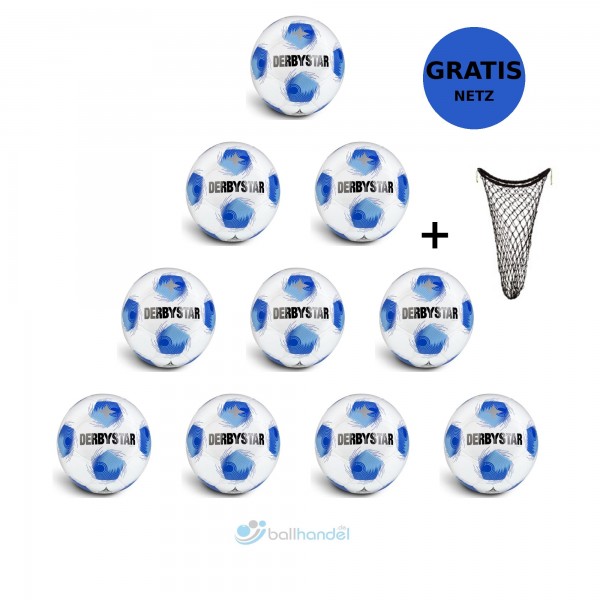 Derbystar Fußball Apus TT DB v26 10er Ballpaket + Ballnetz Gr.5