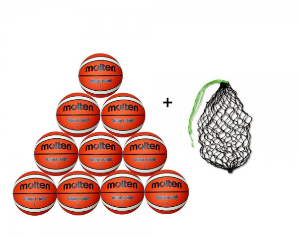 Molten Basketball BGXST- 10er Ballpaket inkl. Ballnetz