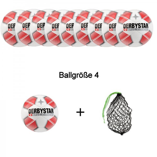 Derbystar Fußball Apus X-Tra S-Light Ballpaket (10 Bälle+Ballnetz)