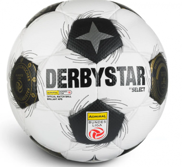 Derbystar Fußball ÖFBL Matchball BRILLANT APS v26 weiss/schwarz/Gold Gr.5