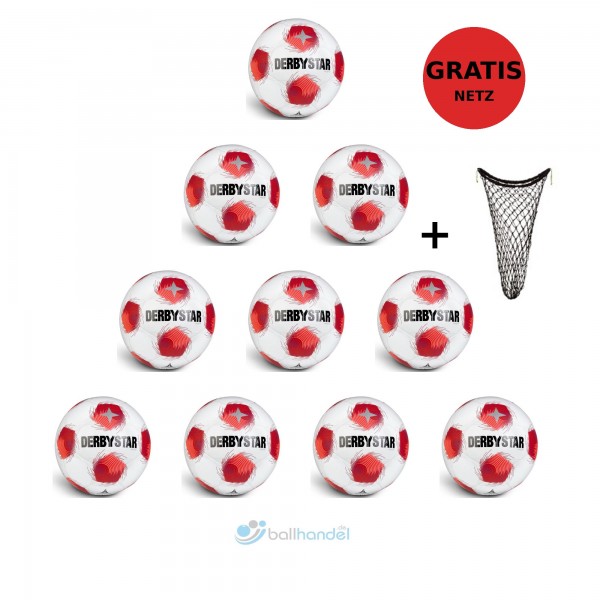 Derbystar Fußball Apus TT DB v26 10er Ballpaket + Ballnetz Gr.5