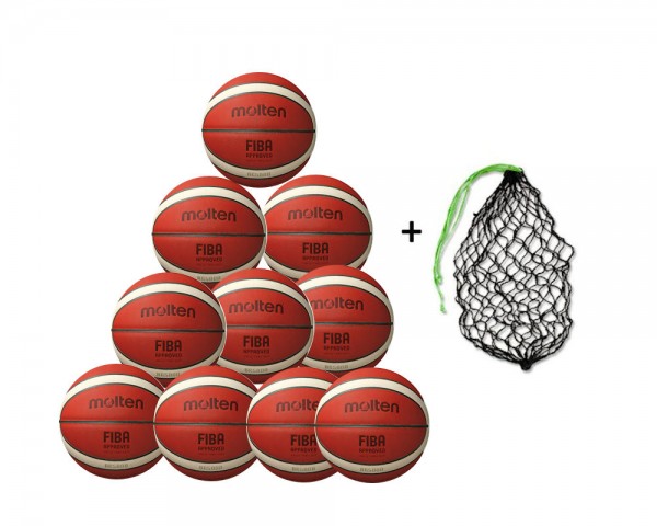 Molten Basketball BXG5000 - 10er Ballpaket mit Ballnetz