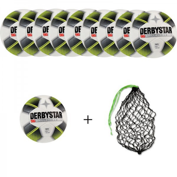 Derbystar Fußball Brillant TT Gr. 5 Ballpaket (10 Bälle+Ballnetz)
