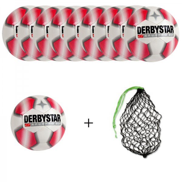 Derbystar Fußball Apus Pro S-Light Gr.3 Ballpaket (10 Bälle+Ballnetz)