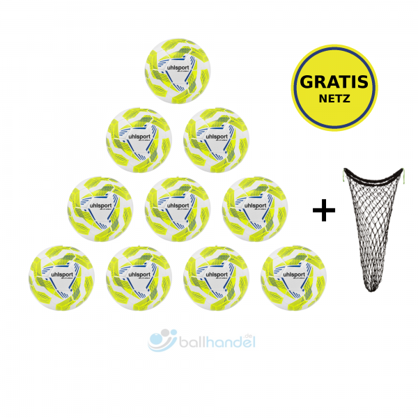 Uhlsport Fußball 350 Lite Addglue 10er Ballpaket + Ballnetz