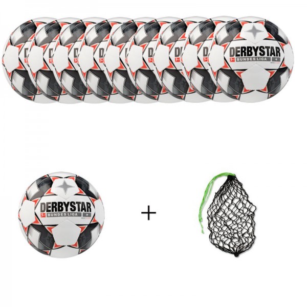 Derbystar Fußball Bundesliga Magic S-Light Ballpaket (10 Bälle+Ballnetz)