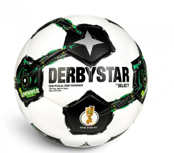 Derbystar Fußball DFB-Pokal Brillant APS v25 Official Match Ball weiss/schwarz/grün Gr 5