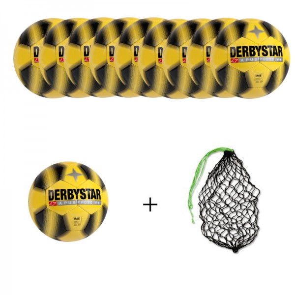 Derbystar Fußball Apus Pro TT Gr. 5 Ballpaket (10 Bälle+Ballnetz)