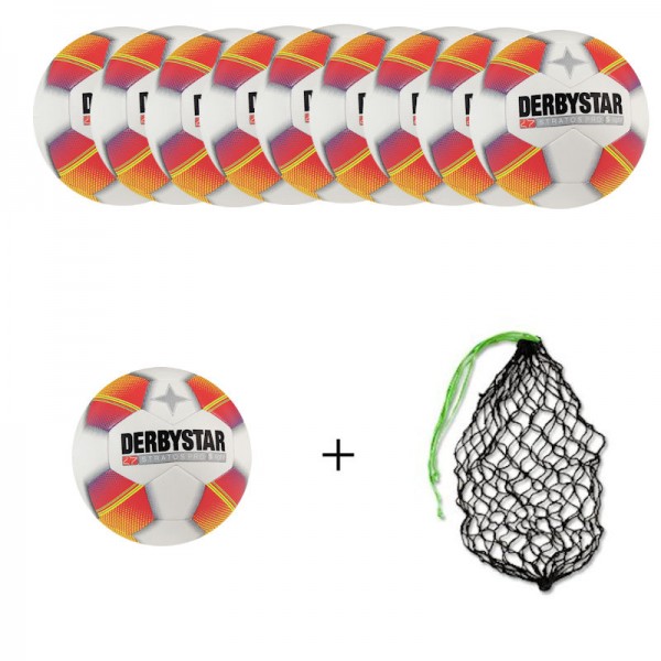 Derbystar Fußball Stratos Pro S-Light Gr.4 Ballpaket (10 Bälle+Ballnetz)