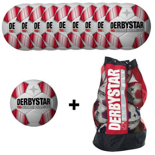Derbystar Fußball X-Treme TT Gr.5 Ballpaket (10 Bälle+Ballnetz)