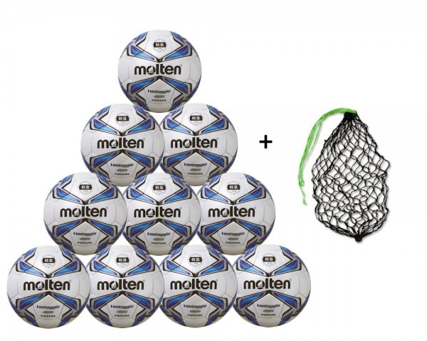 Molten Futsal F9V4000-L 10er Ballpaket inkl. Ballnetz