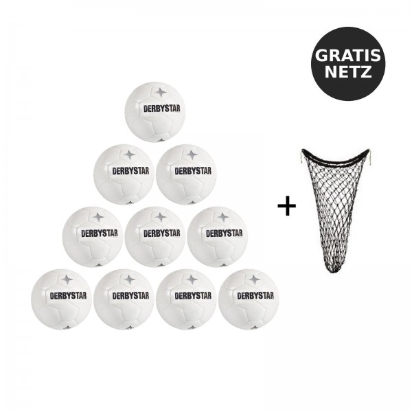 Derbystar Fußball Brillant APS Classic v22 10er Ballpaket + Ballnetz