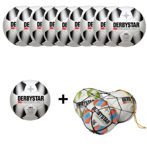 Derbystar Fußball Atmos TT Gr.5 Ballpaket (10 Bälle+Ballnetz)