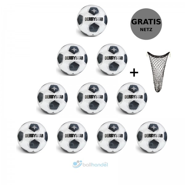 Derbystar Fußball Apus TT DB v26 10er Ballpaket + Ballnetz Gr.5