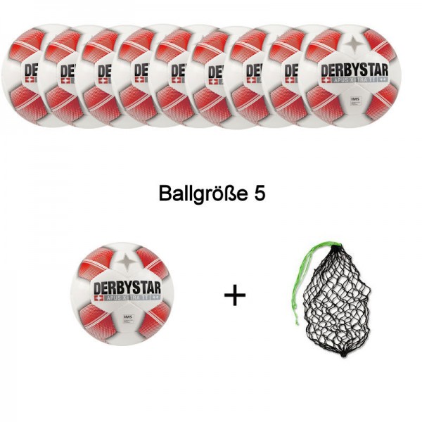 Derbystar Fußball Apus X-Tra TT Ballpaket (10 Bälle+Ballnetz) |  Fußballpakete | Ballpakete