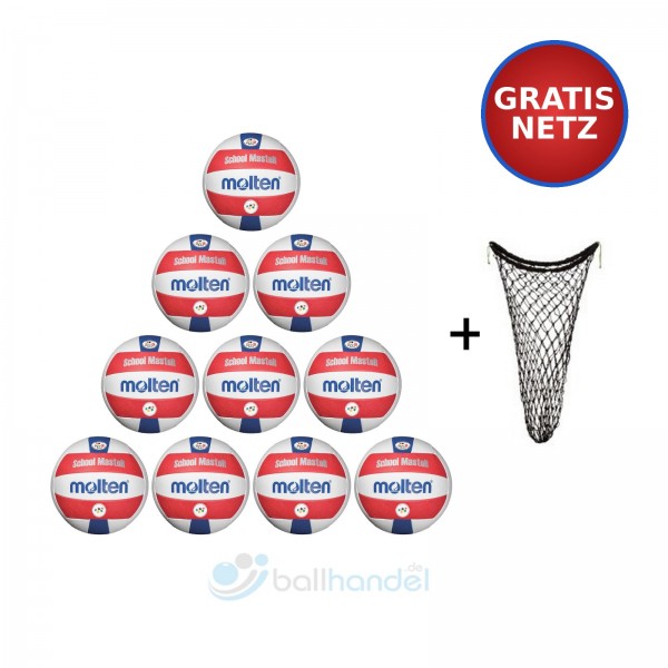 Molten Beachvolleyball "SchoolMaster" V5B-SM 10er Ballpaket inkl. Ballnetz