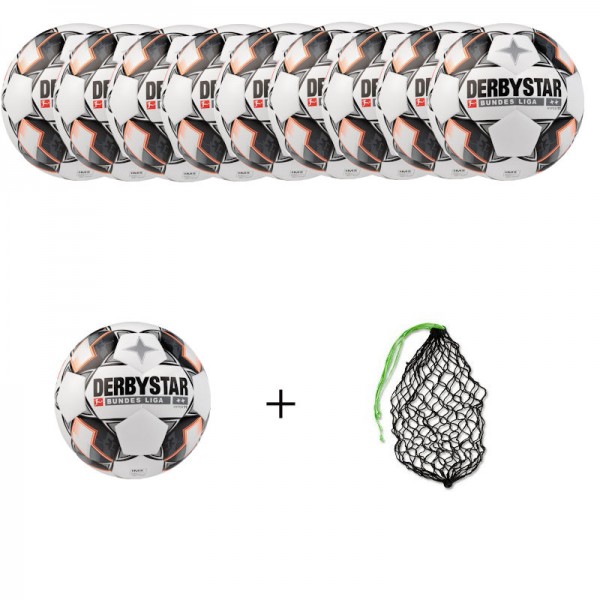 Derbystar Fußball Bundesliga Hyper TT Gr. 5 Ballpaket (10 Bälle+Ballnetz)