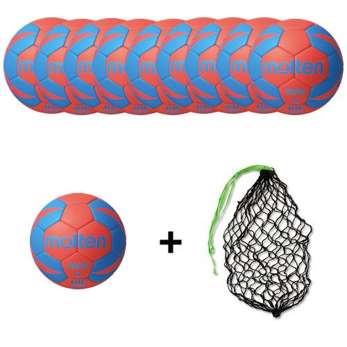 Molten Handball H3X3200 / H2X3200 / H1X3200 / H0X3200 -RB2 Ballpaket (10 Bälle + Ballnetz)