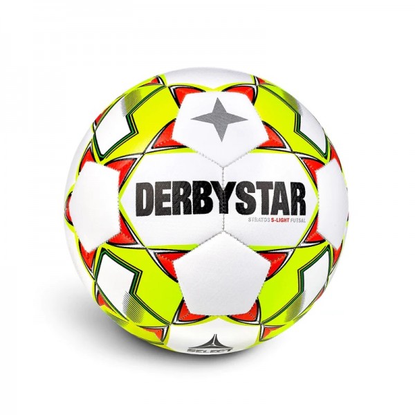 Derbystar Fußball Futsal Stratos S-Light v23 weiss/gelb/blau 10er Ballpaket inkl. Ballnetz
