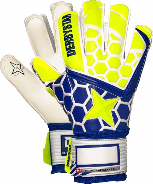 Derbystar Torwarthandschuhe Protect Attack XP15 gelb/navy/weiß
